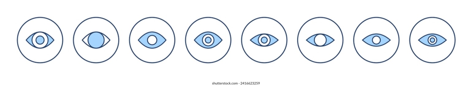 Vector de iconos oculares. Signo y símbolo ocular. Icono Mirar y Visión. 