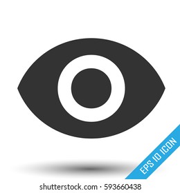 Eye icon. Visibility button. Simple flat logo of human eye on white background. Vector illustration.