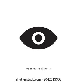 Eye Icon - Visible Icon Vector Design Flat Style Symbol, Vision Isolated On light Background