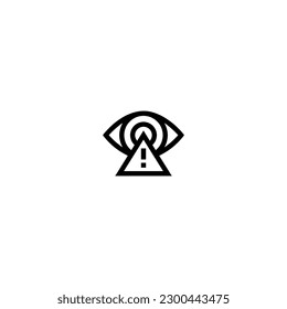 icono ocular con signo de advertencia con color negro