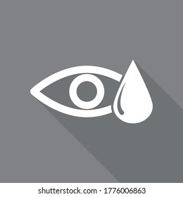  icono de ojos con icono de caída de agua con vector de sombra larga