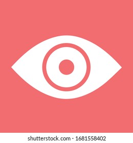 Augensymbol. Für Websites und Apps. Bild auf rotem Hintergrund. Illustration zur Vektorillustration von Flachlinien. EPS10