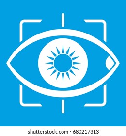 Eye icon white isolated on blue background vector illustration
