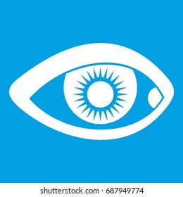 Eye icon white isolated on blue background vector illustration