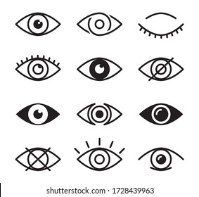 eye icons. abstract eye vector icon. graphic symbol for logo design or information objects. black and white shapes vector illustration