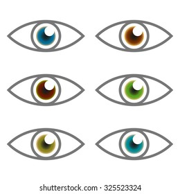 Eye icons with colored pupils