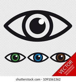 Eye Icons - Colorful Vector Set - Isolated On Transparent Background