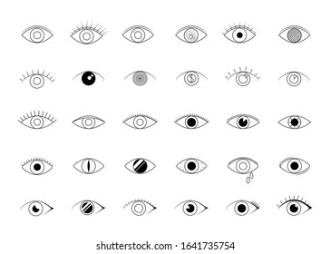 Eye icons. Human eyes, vision and view signs. 