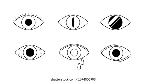 Eye icons. Human eyes, vision and view signs. 