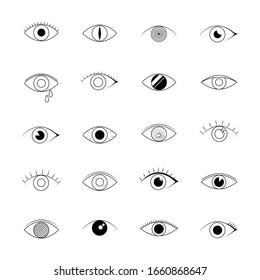 Eye icons. human vision and view signs. Vector line art eye illustration isolated on white background