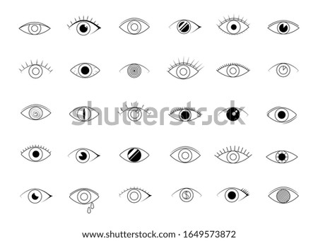 Eye icons. human vision and view signs. visible, sleep and observe symbols