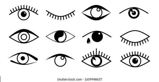 Eye Icons Open Closed Eyes Outline Stock Vector (Royalty Free ...