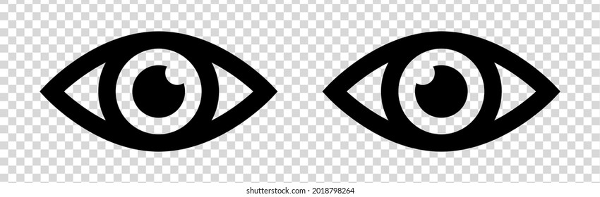 Eye Icons. Pair Of Eyes Icon Illustration In Flat Style. Vector Isolated On Transparent Background.