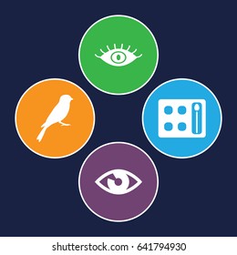 Eye icons set. set of 4 eye filled icons such as sparrow, eyeshadow palette