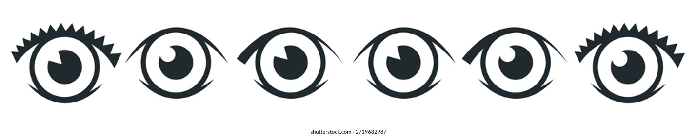 eye icons set black on a white background 