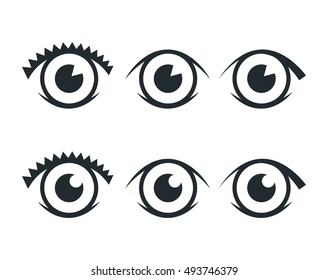 eye icons set, black on a white background