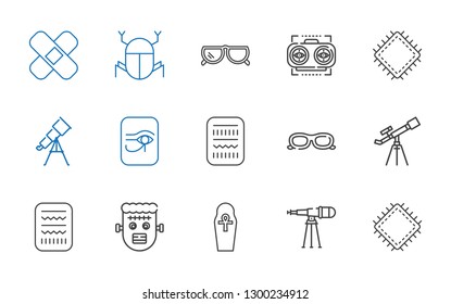eye icons set. Collection of eye with patch, telescope, egypt, frankenstein, sunglasses, vision. Editable and scalable eye icons.