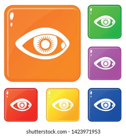 Eye icons set collection vector 6 color isolated on white background