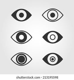 Eye icons set, flat design