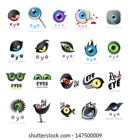 Eye Icons Set - Isolated On White Background - Vector Illustration, Graphic Design Editable For Your Design. 