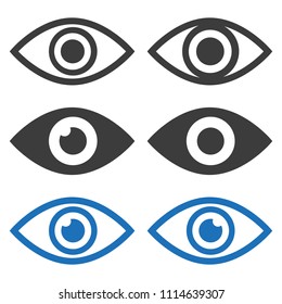 Eye icons set on white background. Vector illustration