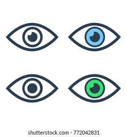 Eye icons set on white background. Vector illustration