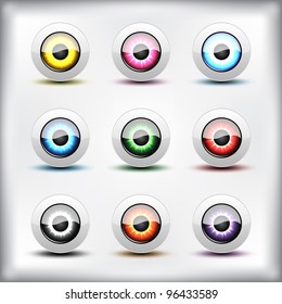 Eye icons set with shadow, vector illustration, eps10
