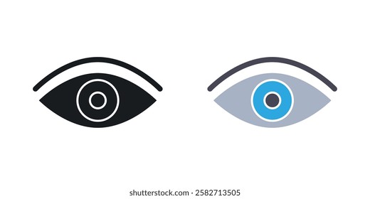 Eye icons set vectors black and colored style