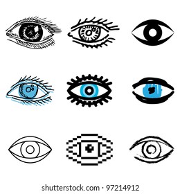 eye icons vector set