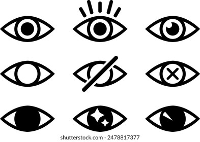 eye icons, vector eye symbols collection