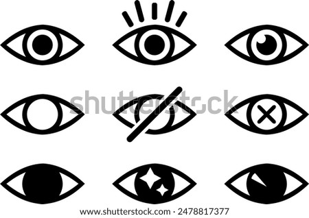 eye icons, vector eye symbols collection