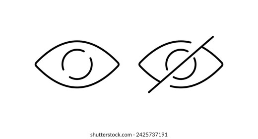 Eye icons. Viewing allowed and prohibited icons. Linear style
