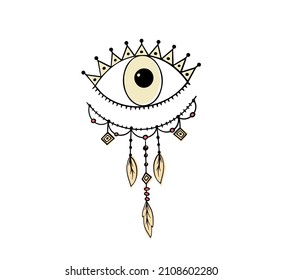 Icono ocular,Diseño de estilo tatuaje, diseño de línea y visión, mínimo. Colección vectorial del estilo del doodle boho dibujado a mano 