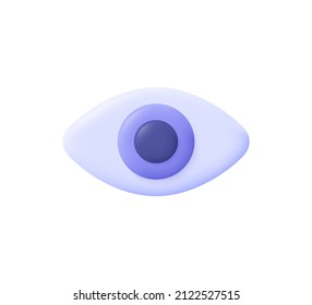 Eye. Identification, health, research, optics concept. 3d vector icon. Cartoon minimal style.