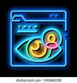 eye identity neon light sign vector. Glowing bright icon eye identity sign. transparent symbol illustration