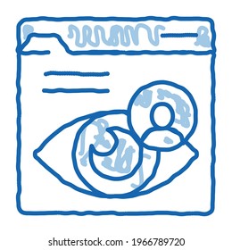 vector de icono de esbozo de identidad visual. Señal de identidad visual de la línea de dibujo del doodle azul dibujada a mano. ilustración de símbolo aislado