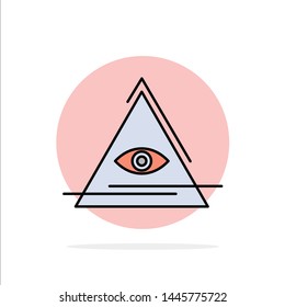 Eye, Illuminati, Pyramid, Triangle Abstract Circle Background Flat color Icon