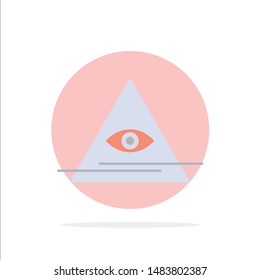 Eye, Illuminati, Pyramid, Triangle Abstract Circle Background Flat color Icon