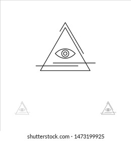 Eye, Illuminati, Pyramid, Triangle Bold and thin black line icon set