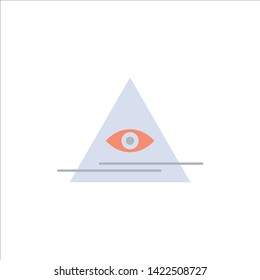 Eye, Illuminati, Pyramid, Triangle  Flat Color Icon. Vector icon banner Template