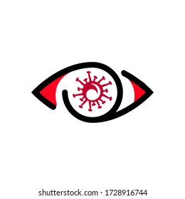 eye illustration with corona virus shaped eyeballs for health logo branding