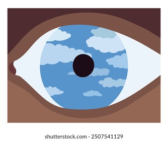 Ilustración de ojos inspirada en René Magritte