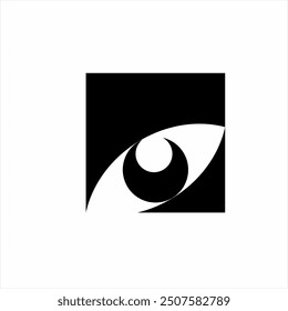 Eye illustration logo design in a box. Abstract eye logo.