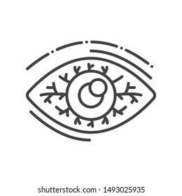 Eye inflammation line black icon. Infectious diseases. Conjunctivitis. Allergy symptoms. Sign for web page, mobile app, button, logo. Vector isolated button. Editable stroke.