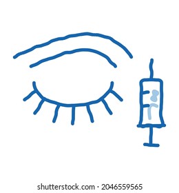 eye injection sketch icon vector. Hand drawn blue doodle line art eye injection sign. isolated symbol illustration