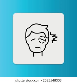 eye injury icon.  Editable stroke. Vector illustration.	

