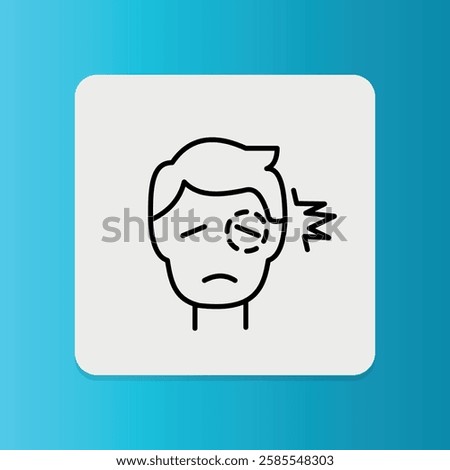 eye injury icon.  Editable stroke. Vector illustration.	
