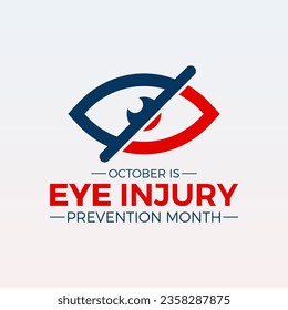 Eye Injury Prevention Month is observed throughout october every year. October is eye injury awareness month. Vector template for banner, greeting card, poster with background. Vector illustration.