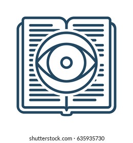 Eye inside Book vector icon in meaning Knowledge