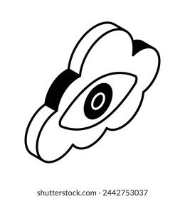 Eye inside cloud showing concept icon of cloud monitoring, ready to use vector